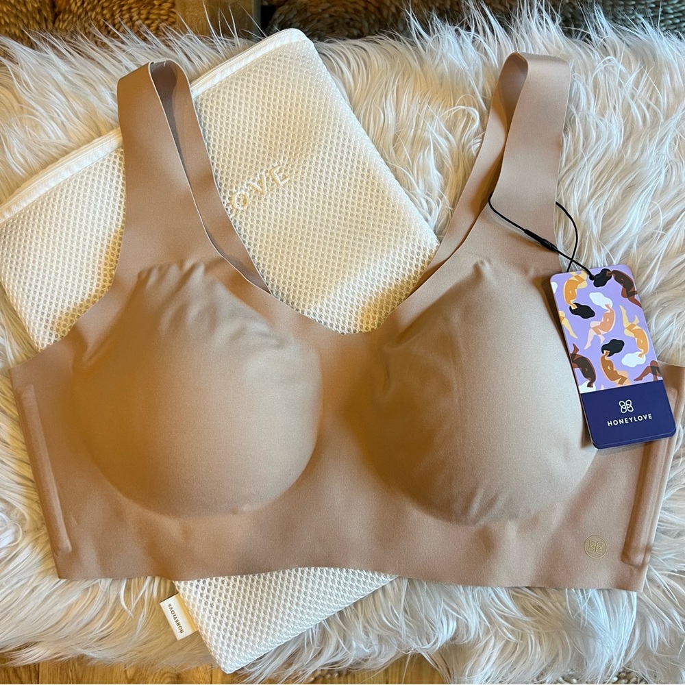 NWT Honeylove Shapewear V-Neck Bra Nude Large with Garment Bag